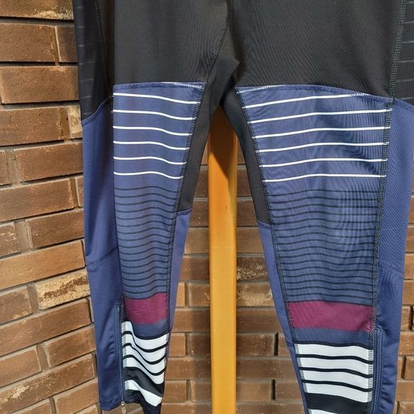 Champion spandex leggings multi stripe zip ankle mesh pockets athletic - Picture 3 of 9